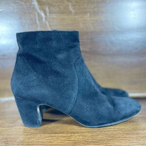 Eileen Fisher Vero Cuoio Black Suede Ankle Heel Boots Women’s 9.5 Side Zip